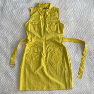 Size 12 Sharagano Sleeveless Collared Button Down Dress with removable belt